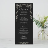 Elegante bloemrijke gotische trouwmenu menu (Staand voorkant)
