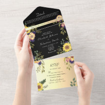 Elegante Bloemrijke Gouden en Zwarte Bruiloft