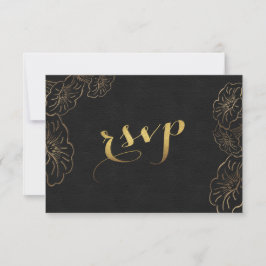 Elegante Bloemrijke Gouden Folie Huwelijks RSVP Kaartje