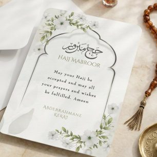 Elegante Bloemrijke Hajj Mabroor Kaart Persoonlijk