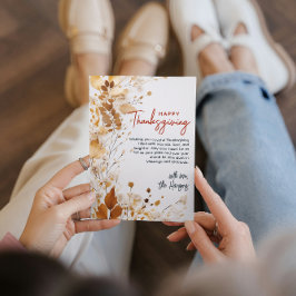 Elegante Bloemrijke Herfst Thanksgiving Custom Feestdagenkaart