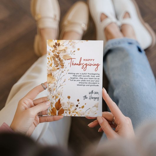 Elegante Bloemrijke Herfst Thanksgiving Custom Feestdagenkaart