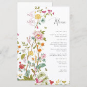 Elegante Bloemrijke Huwelijksmenu Menu (Voorkant / Achterkant)