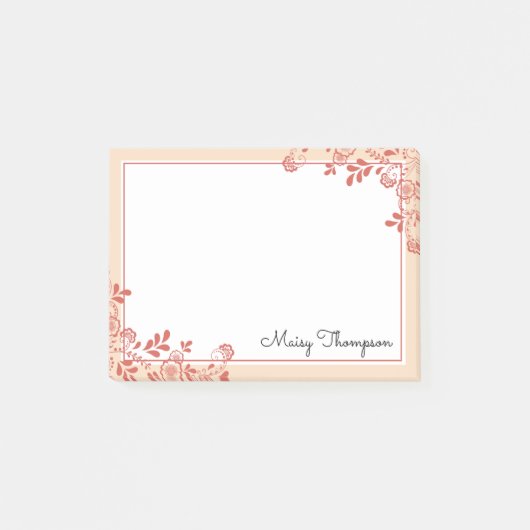 Elegante Bloemrijke Kant Schrift Naam Post-it® Notes (Voorkant)