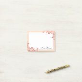 Elegante Bloemrijke Kant Schrift Naam Post-it® Notes (Op bureau)