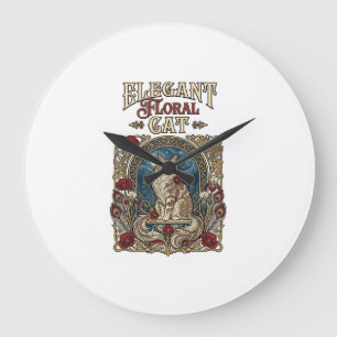 Elegante bloemrijke kat Art Nouveau vintage vector Grote Klok