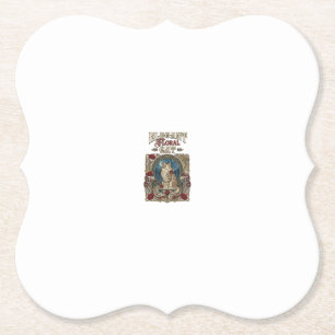 Elegante bloemrijke kat Art Nouveau vintage vector Kartonnen Onderzetters