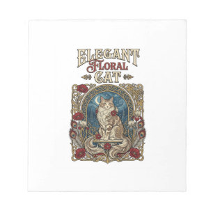 Elegante bloemrijke kat Art Nouveau vintage vector Notitieblok