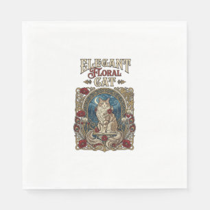 Elegante bloemrijke kat Art Nouveau vintage vector Servet