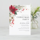 Elegante Bloemrijke Kerstfeest Rood Kaart (Staand voorkant)