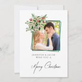 Elegante bloemrijke kerstkaart met gepersonaliseer (Voorkant)