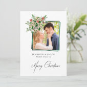 Elegante bloemrijke kerstkaart met gepersonaliseer (Staand voorkant)