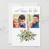 Elegante bloemrijke kerstkaart met gepersonaliseer (Achterkant)