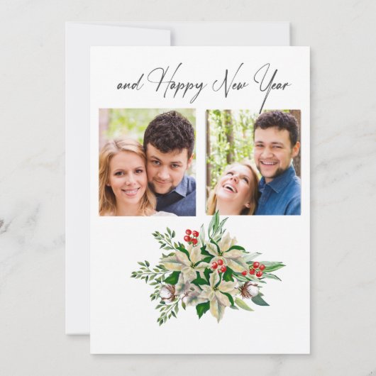 Elegante bloemrijke kerstkaart met gepersonaliseer (Achterkant)