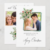 Elegante bloemrijke kerstkaart met gepersonaliseer (Voorkant / Achterkant)