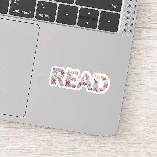 Elegante Bloemrijke LEES-Typografie - Pastel Botan Sticker (Detail)