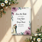 Elegante bloemrijke lijst bruid en bruidegom boho  save the date