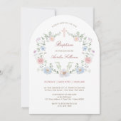 Elegante bloemrijke lijst doop kaart (Voorkant)
