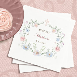 Elegante bloemrijke lijst Doop Servet