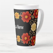 Elegante bloemrijke lijst latte mok (Rechterhoek)