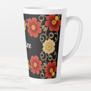 Elegante bloemrijke lijst latte mok