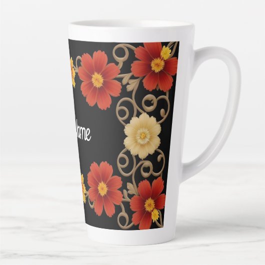 Elegante bloemrijke lijst latte mok (Rechts)