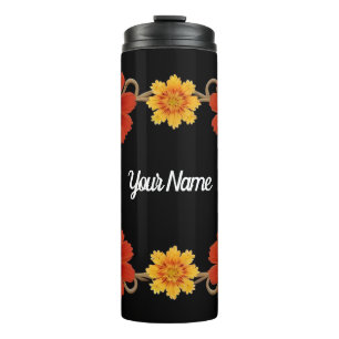 Elegante bloemrijke lijst luxe drinkgerei cadeau thermosbeker