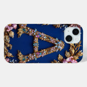 Elegante bloemrijke lijst met gouden letter A  Case-Mate iPhone Case (Achterkant (horizontaal))