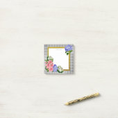 Elegante bloemrijke lijst op geometrische achtergr post-it® notes (Op bureau)