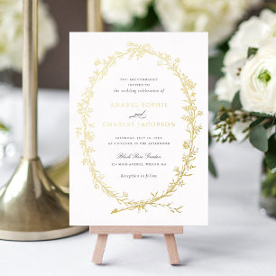 Elegante bloemrijke lijst vintage botanische bruil folie uitnodiging
