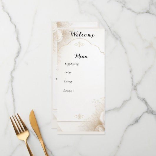Elegante Bloemrijke Luxe Aangepaste Menu (Voorkant / Achterkant in situ)