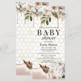 Elegante bloemrijke marmeren babyshower
