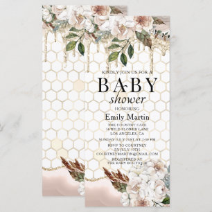 Elegante bloemrijke marmeren babyshower