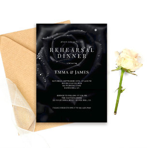Elegante Bloemrijke Midnight Rose Oefenavond Kaart
