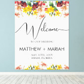 Elegante bloemrijke natuur kalligrafie bruiloft we canvas afdruk (Insitu (Houten vloer))