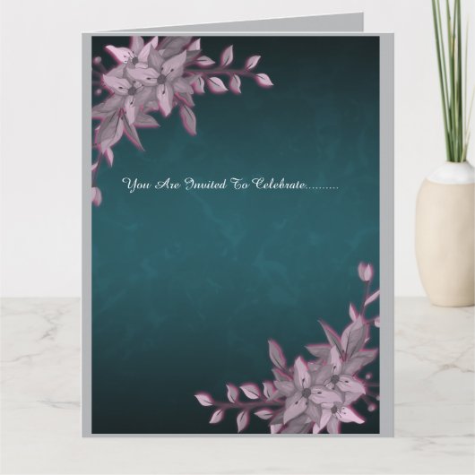 Elegante bloemrijke opgevouwen afstudeeruitnodigin kaart (Voorkant)