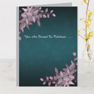Elegante bloemrijke opgevouwen afstudeeruitnodigin kaart
