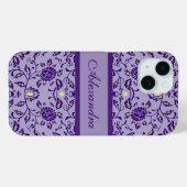 Elegante Bloemrijke Paarse Damast Case-Mate iPhone Case (Achterkant (horizontaal))