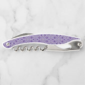 Elegante Bloemrijke Paarse Damast Kurkentrekker (Achterkant)