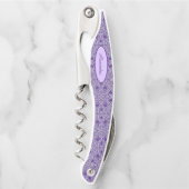 Elegante Bloemrijke Paarse Damast Kurkentrekker (Voorkant)