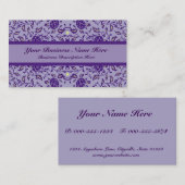 Elegante Bloemrijke Paarse Damast Visitekaartje (Voorkant / Achterkant)