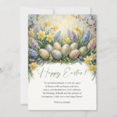Elegante Bloemrijke Paaseieren Lente Religieus Feestdagenkaart (Voorkant)
