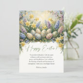 Elegante Bloemrijke Paaseieren Lente Religieus Feestdagenkaart (Staand voorkant)