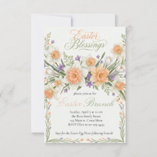 Elegante Bloemrijke Pasen Zegeningen Brunch Uitnod Kaart