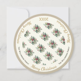 Elegante Bloemrijke Prettig Kerstfeest Persoonlijk Feestdagenkaart