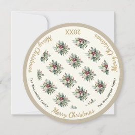 Elegante Bloemrijke Prettig Kerstfeest Persoonlijk Feestdagenkaart