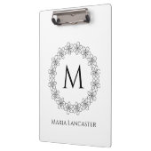 Elegante bloemrijke rand aangepaste monogram klembord (Links)
