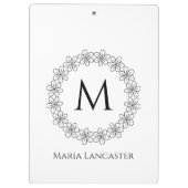 Elegante bloemrijke rand aangepaste monogram klembord (Achterkant)