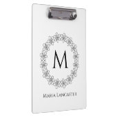 Elegante bloemrijke rand aangepaste monogram klembord (Rechts)