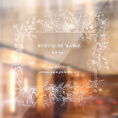 Elegante Bloemrijke Rand Boutique Salon Bedrijfsna Raamsticker (Vel 2)